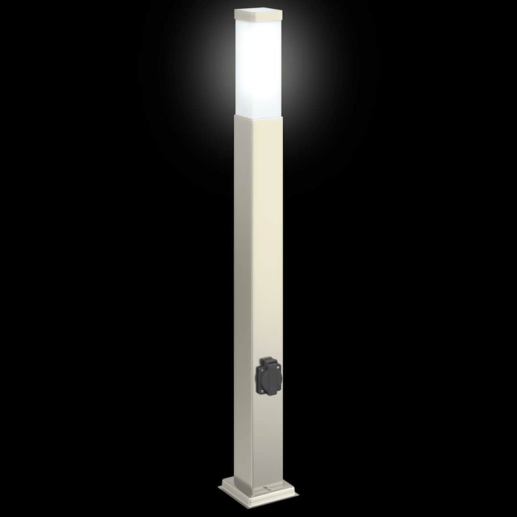 Pullertlampe med stikkontakt 80 cm rustfritt stål IP44