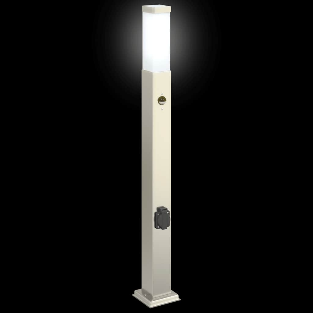 Pullertlampe med sensor og stikkontakt 80 cm rustfritt stål IP44