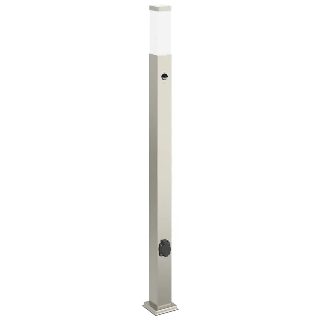 Pullertlampe med sensor og stikkontakt 110 cm rustfritt stål IP44