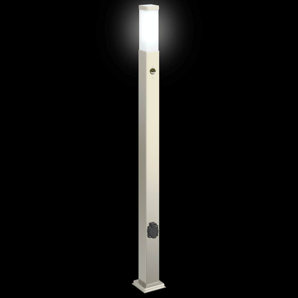 Pullertlampe med sensor og stikkontakt 110 cm rustfritt stål IP44