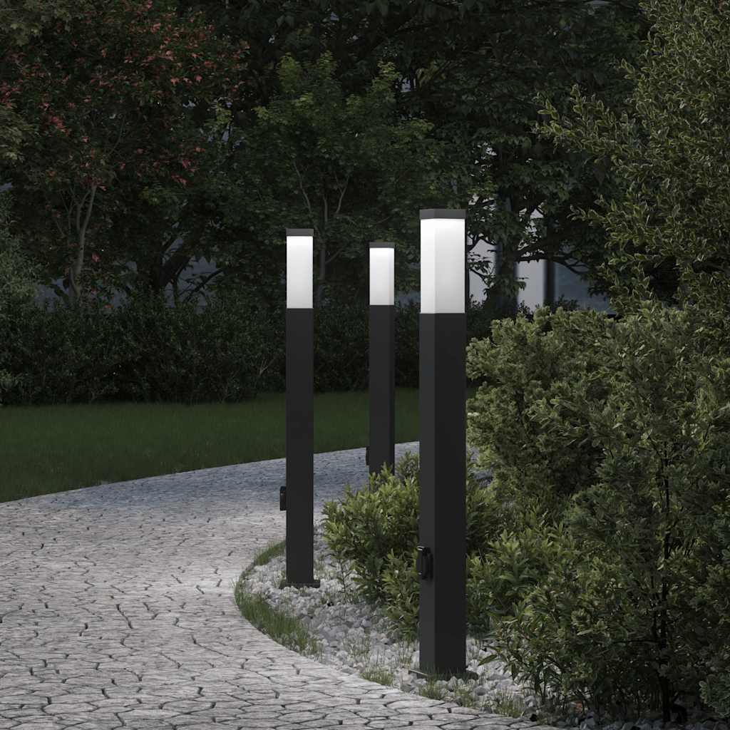 Pullertlamper med stikkontakt 3 stk 80 cm svart IP44