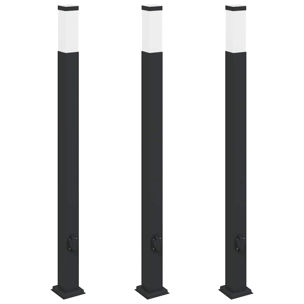 Pullertlamper med stikkontakt 3 stk 110 cm svart IP44