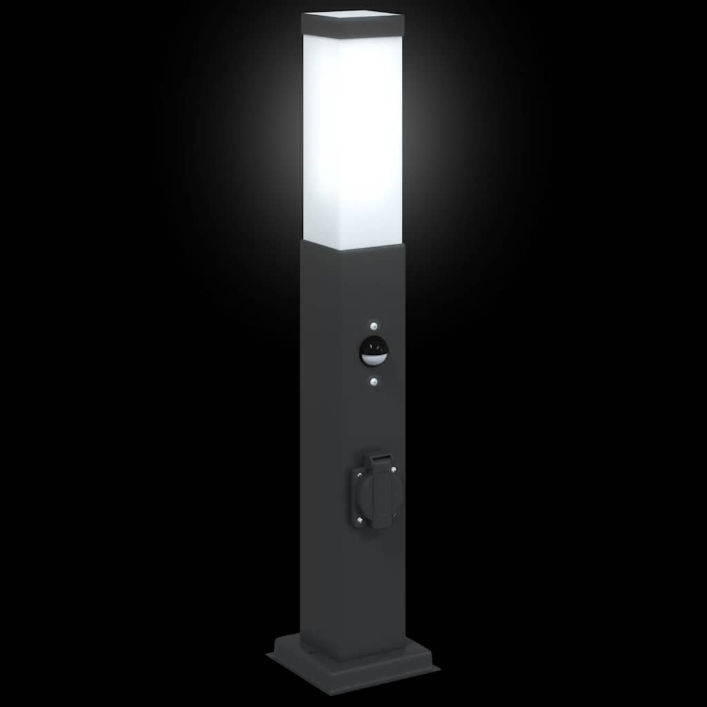 Pullertlamper med sensor og stikkontakt 3 stk 50 cm svart IP44