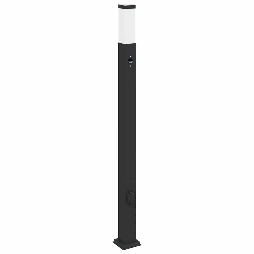 Pullertlampe med sensor og stikkontakt 110 cm svart IP44