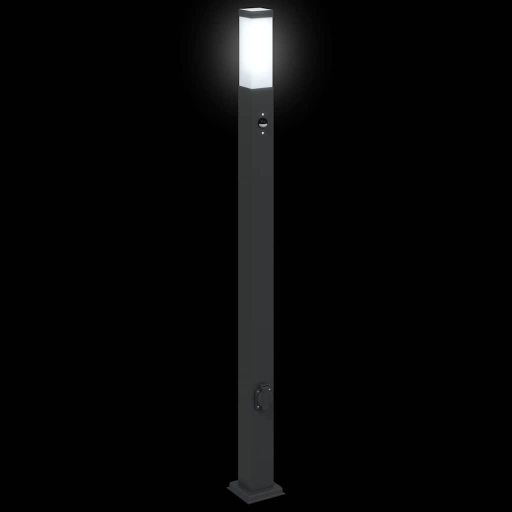 Pullertlamper med sensor og stikkontakt 3 stk 110 cm svart IP44