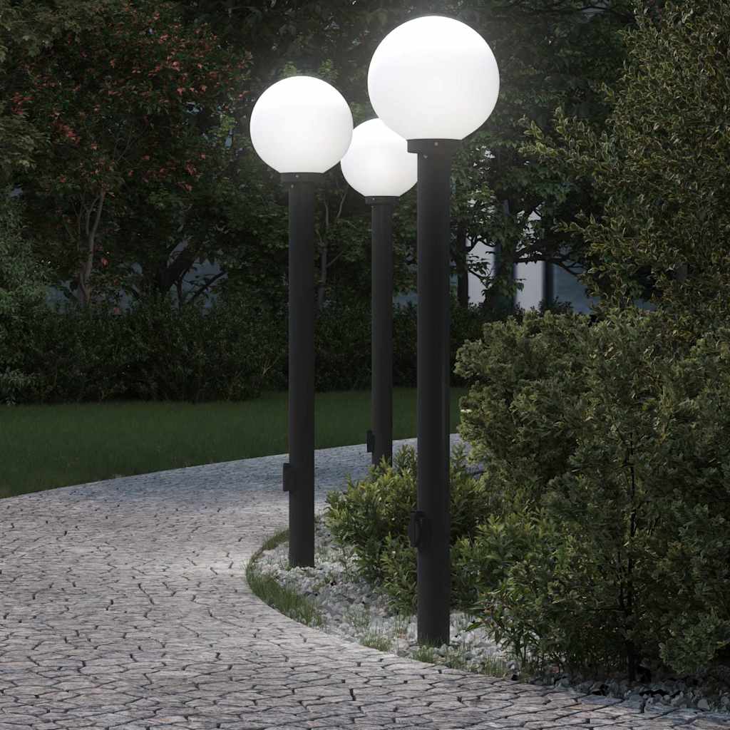 Pullertlamper med stikkontakt 3 stk 120 cm svart IP44