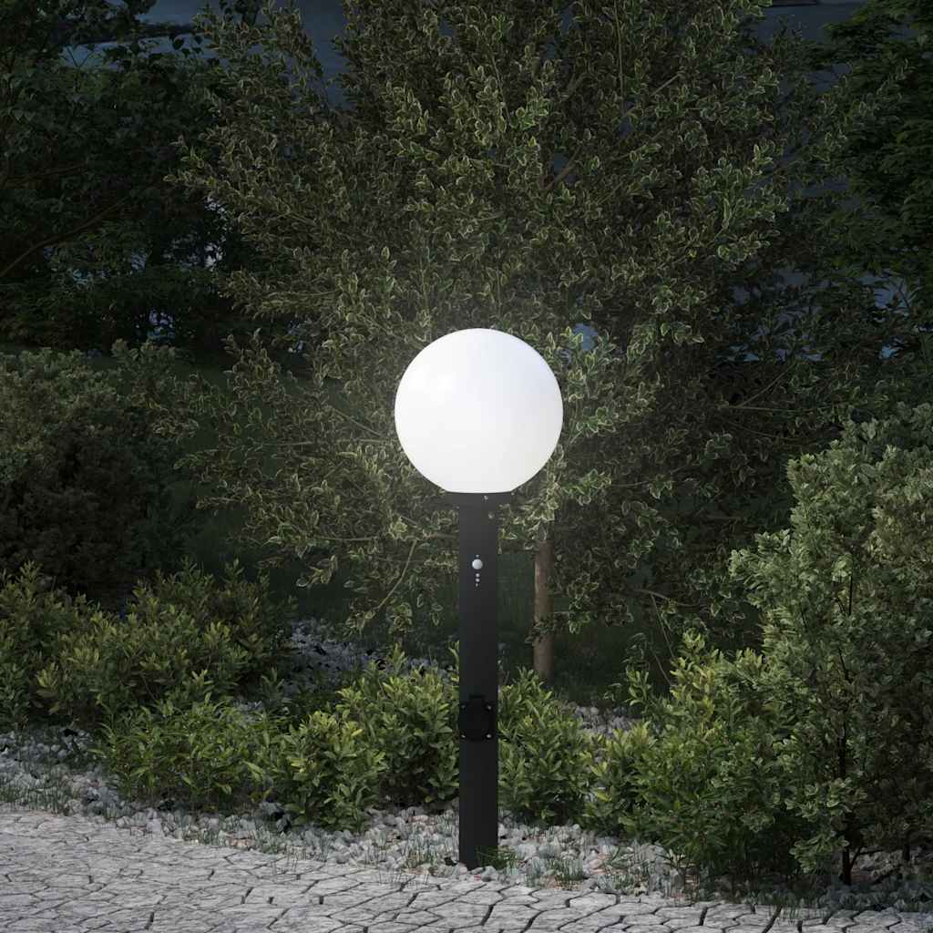 Pullertlampe med sensor og stikkontakt 80 cm svart IP44