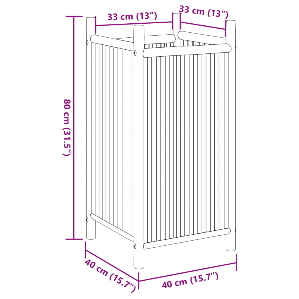 Plantekasse 40x40x80 cm bambus