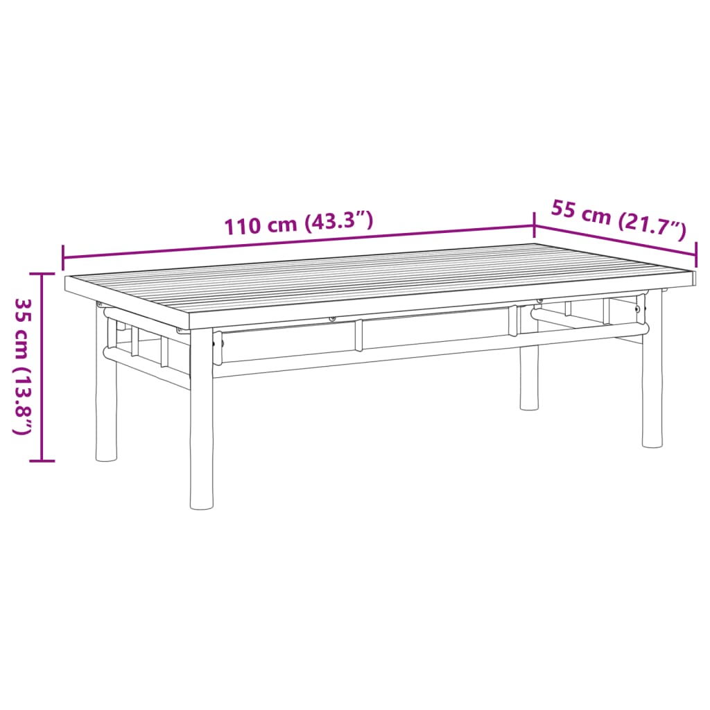 Salongbord 110x55x35 cm bambus