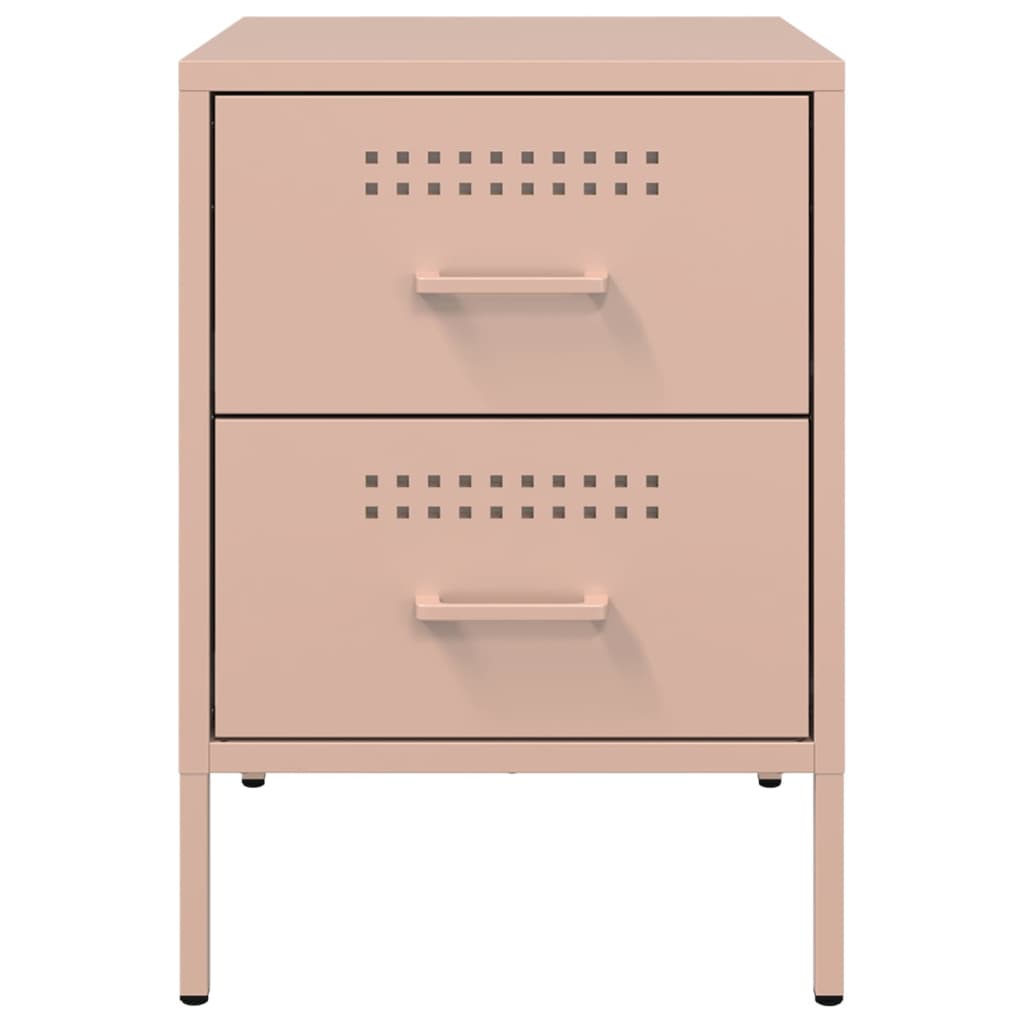 Nattbord 2 stk rosa 36x39x50,5 cm stål
