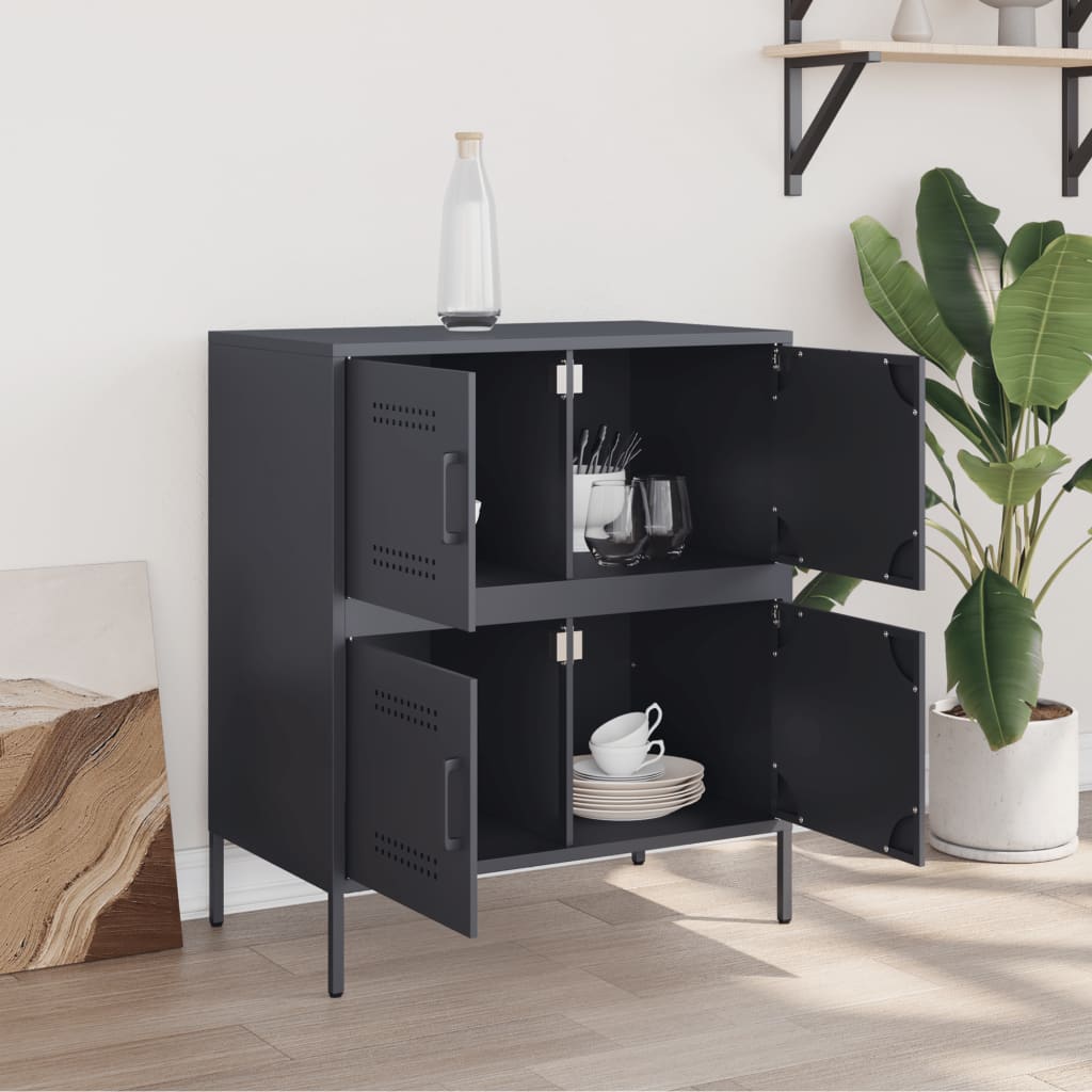Skjenk antrasitt 68x39x79 cm stål