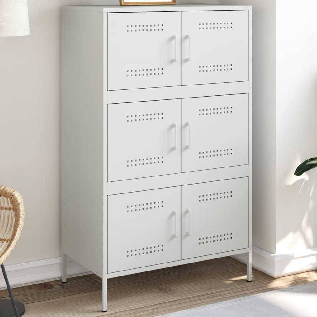 Highboard hvit 68x39x113 cm stål