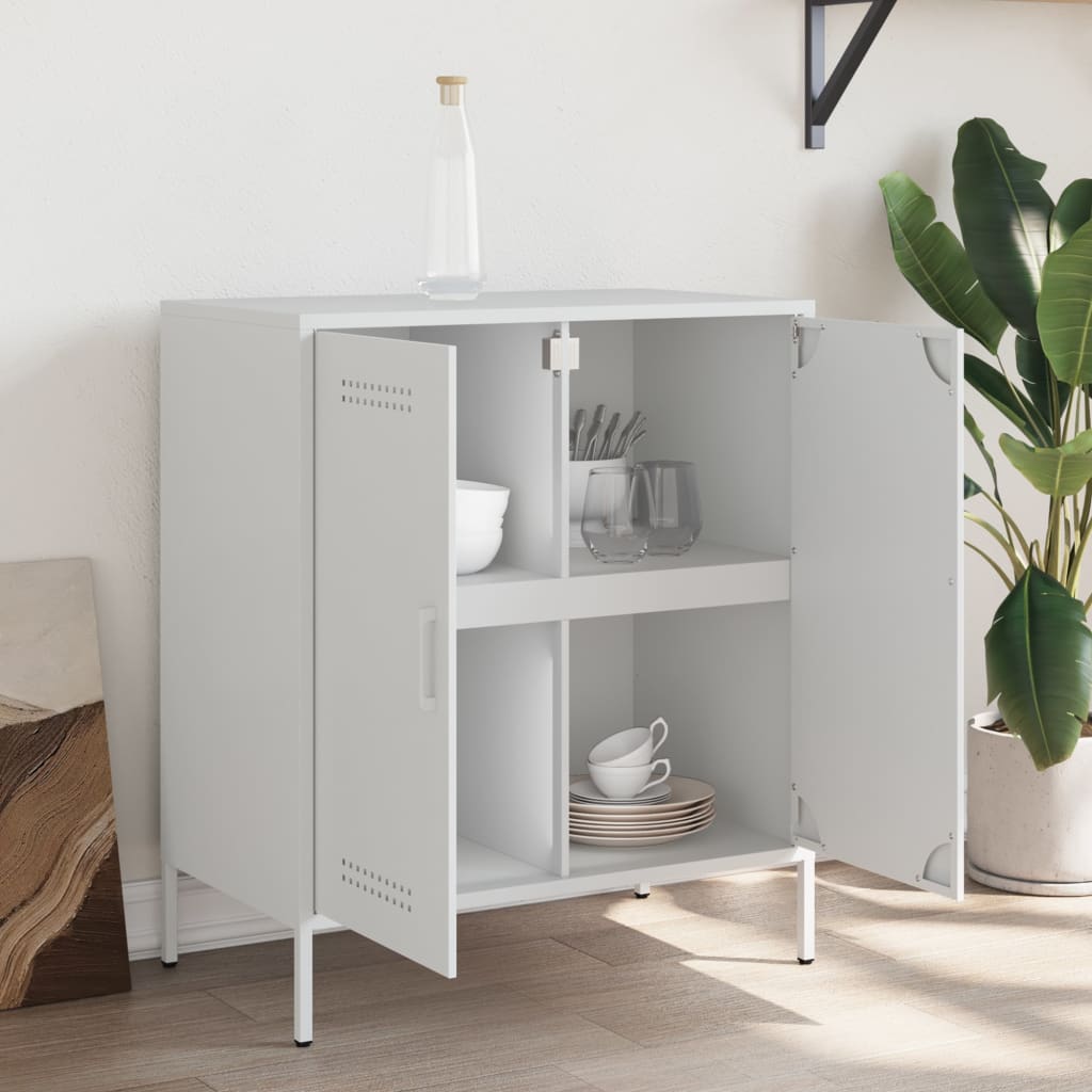 Skjenk hvit 68x39x79 cm stål
