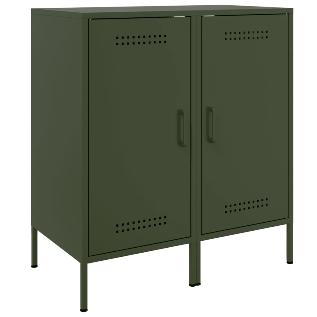 Skjenker 2 stk olivengrønn 36x39x79 cm stål