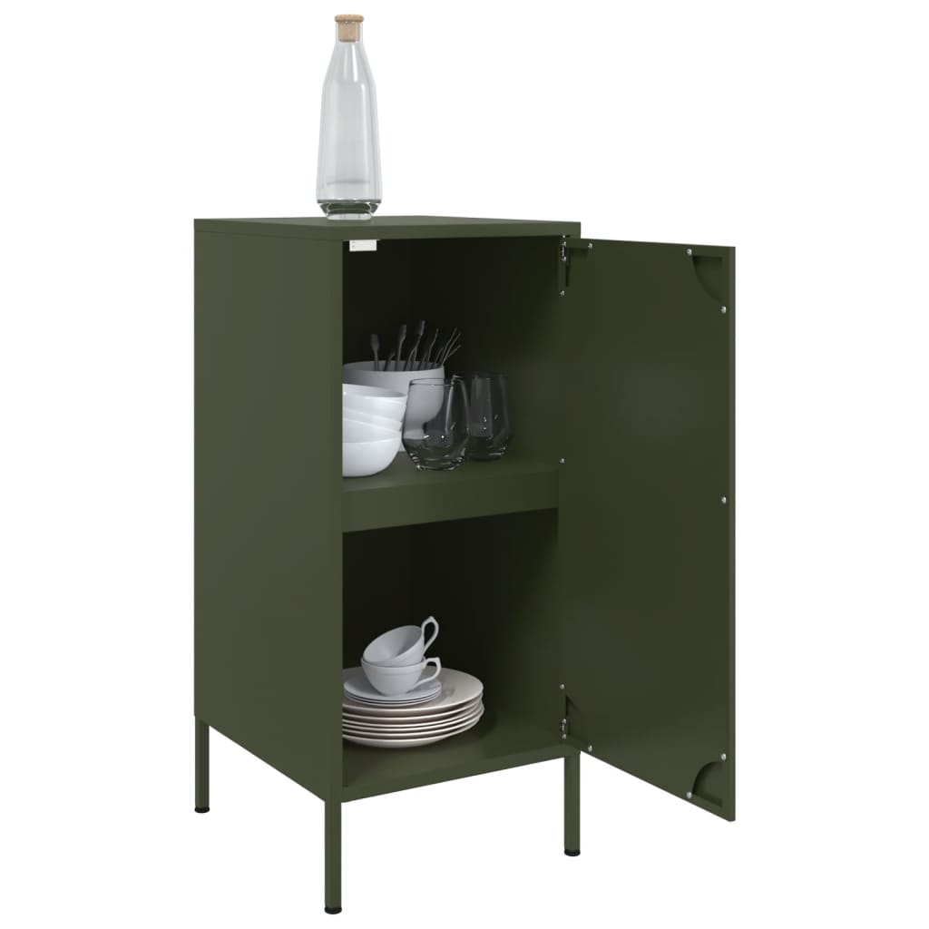 Skjenker 2 stk olivengrønn 36x39x79 cm stål