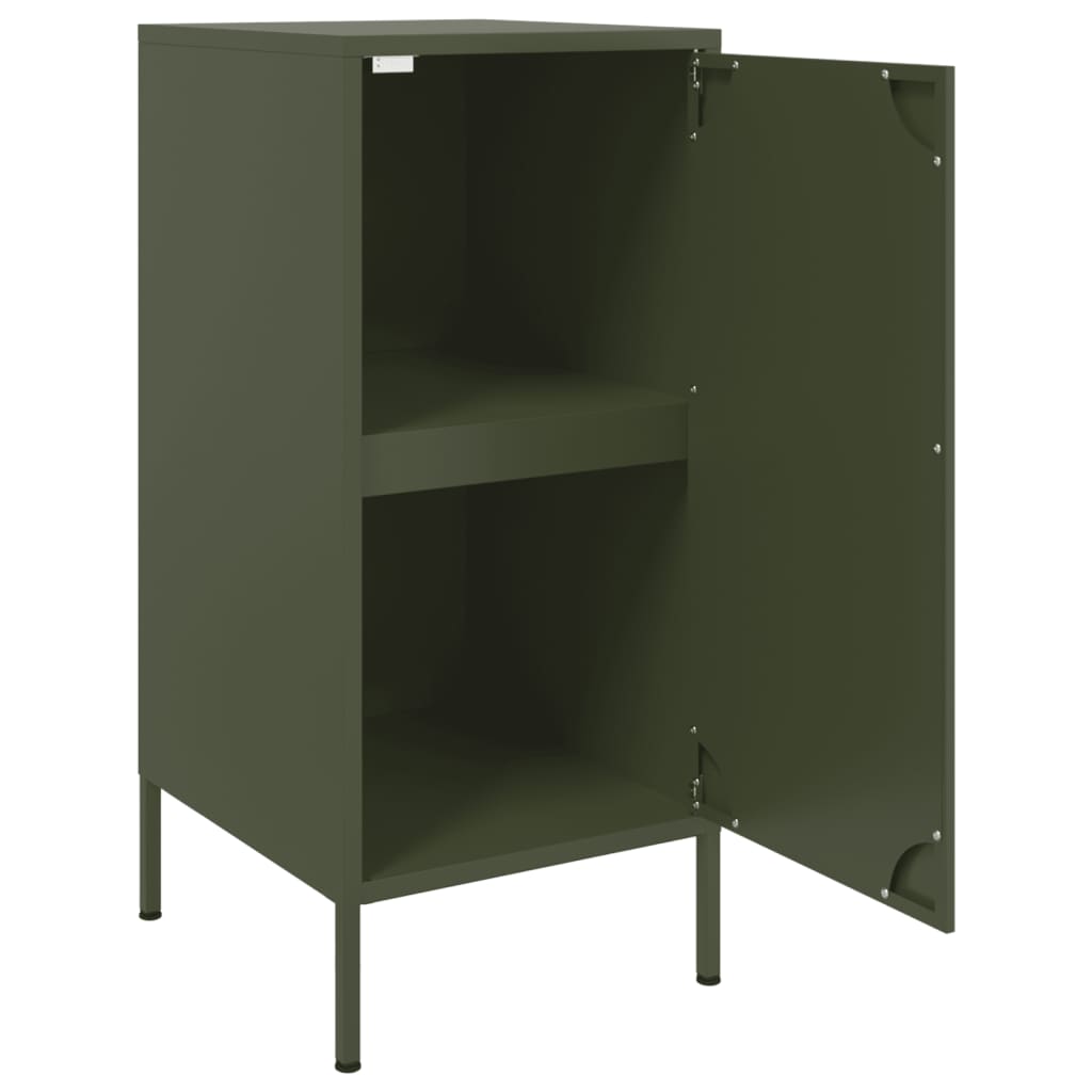 Skjenker 2 stk olivengrønn 36x39x79 cm stål