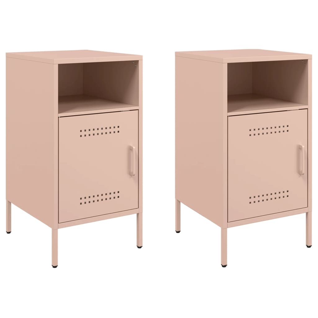 Nattbord 2 stk rosa 36x39x68 cm stål