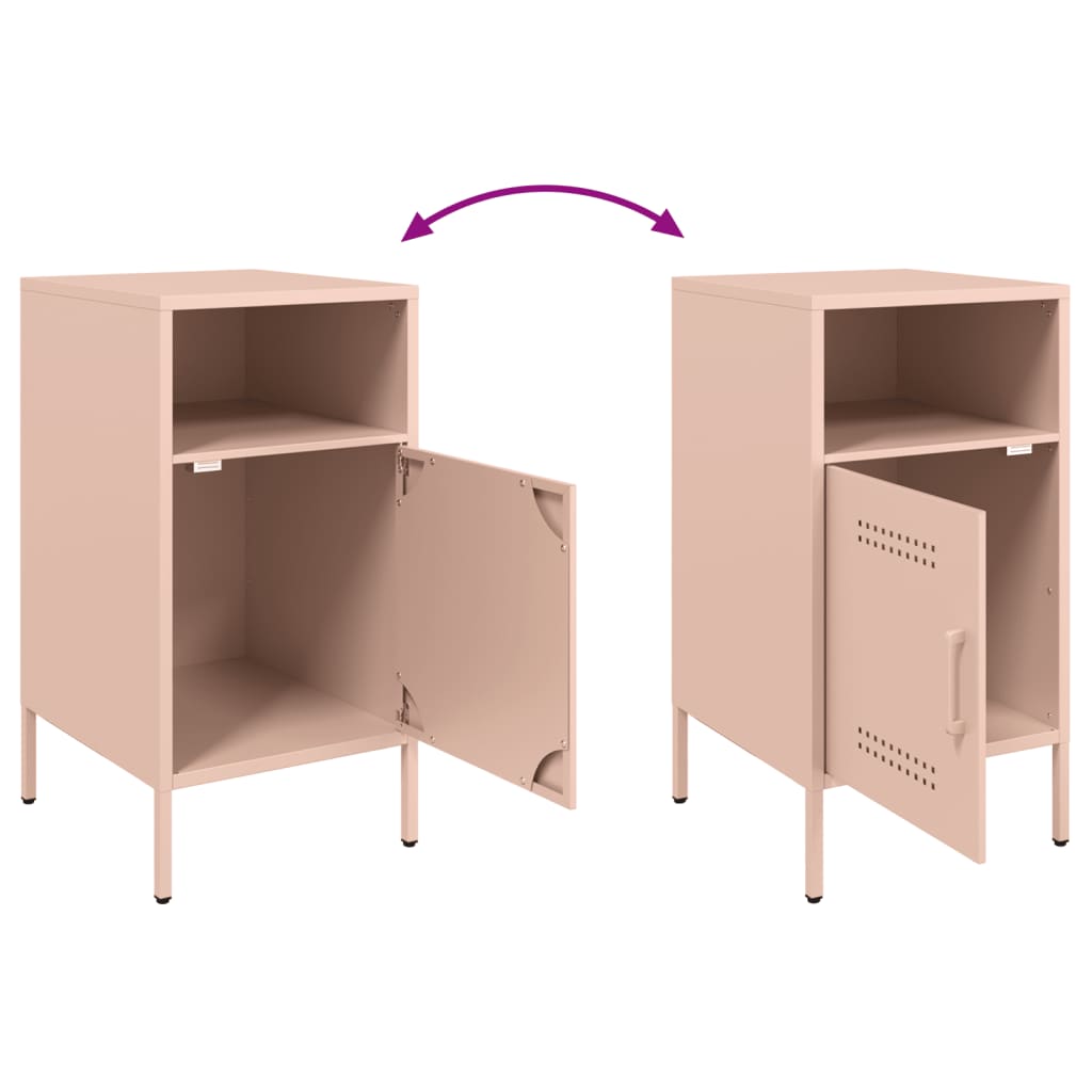 Nattbord 2 stk rosa 36x39x68 cm stål