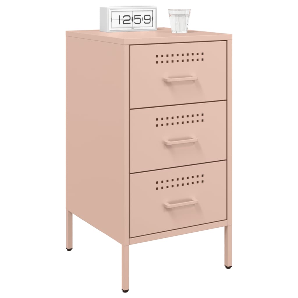 Nattbord 2 stk rosa 36x39x68 cm stål