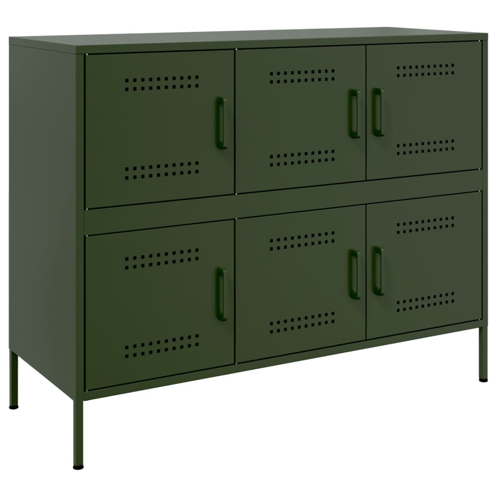 Skjenk olivengrønn 100,5x39x79 cm stål vidaXL