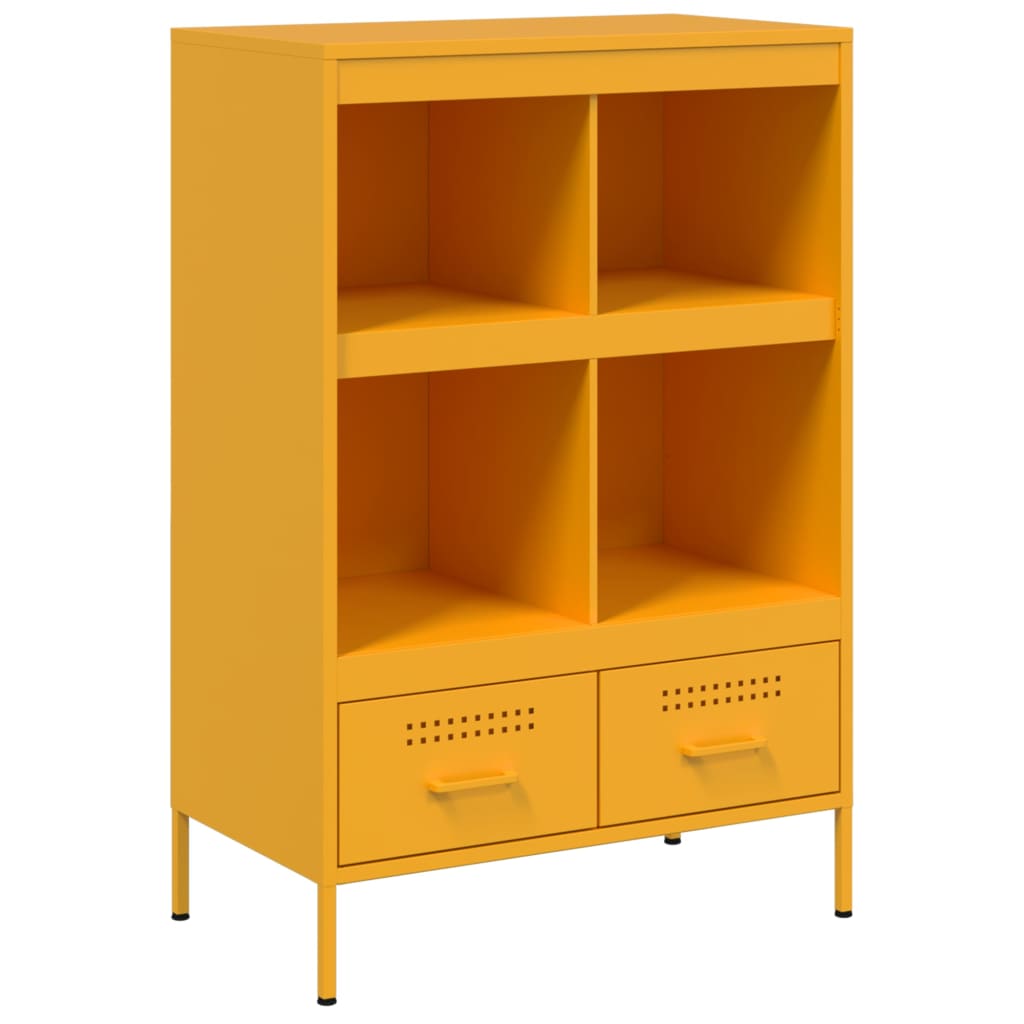 Highboard sennepsgul 68x39x101,5 cm stål