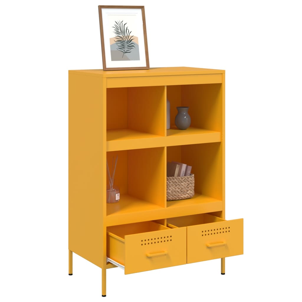 Highboard sennepsgul 68x39x101,5 cm stål