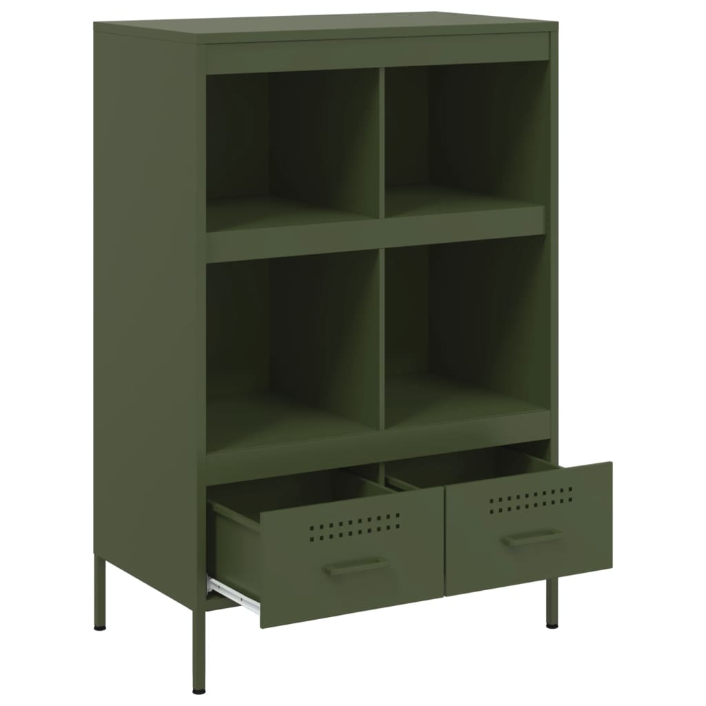 Highboard olivengrønn 68x39x101,5 cm stål