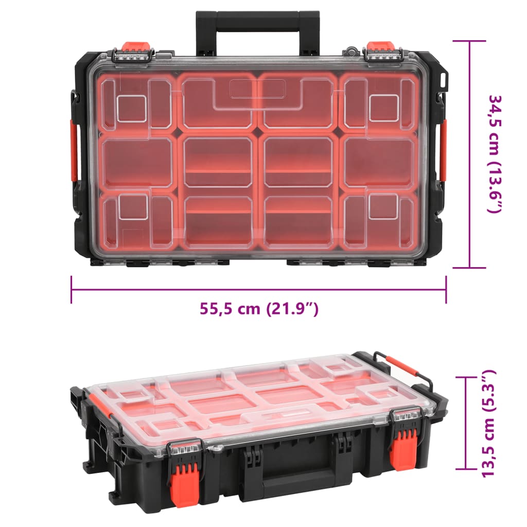 Bærbar flykasse svart 55,5x34,5x13,5 cm PP