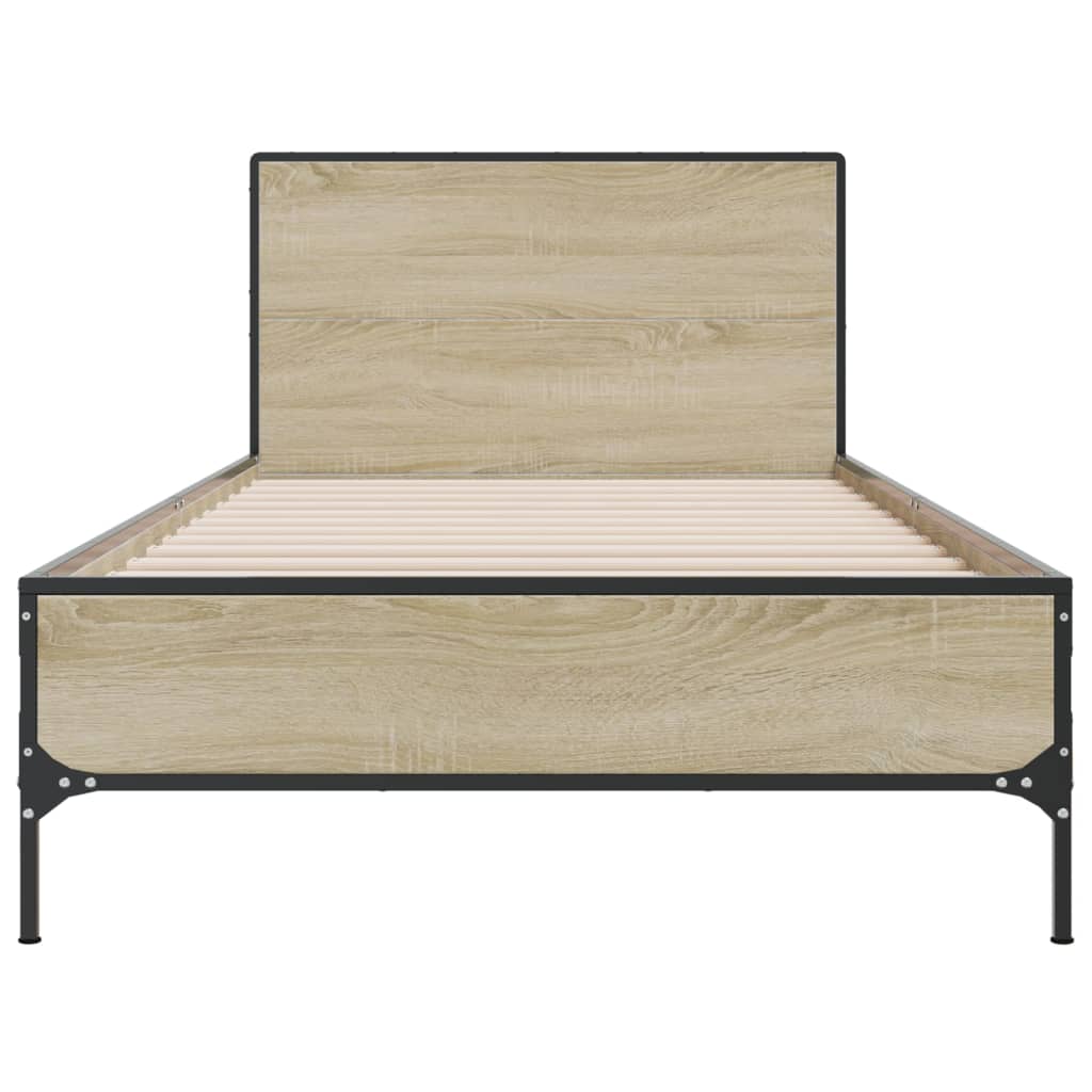 Sengeramme sonoma eik 90x200 cm konstruert tre og metall