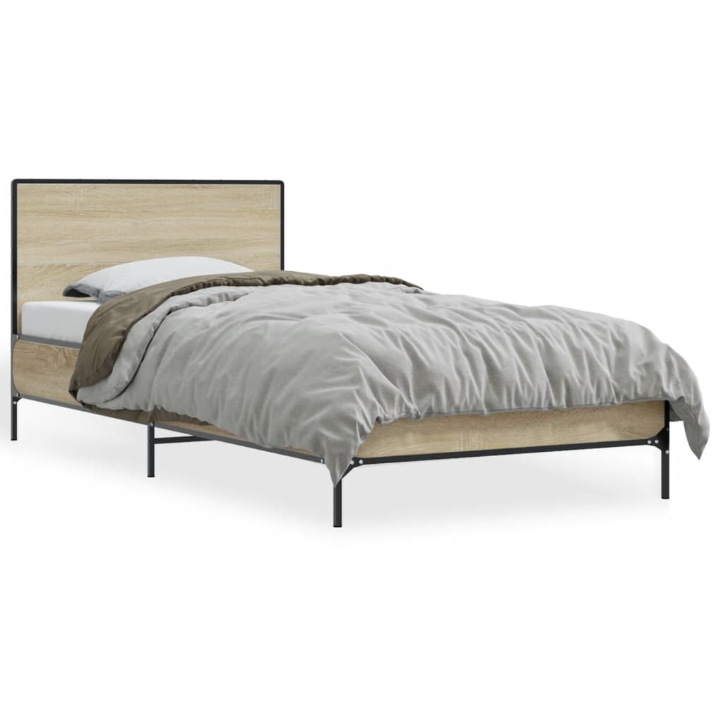 Sengeramme sonoma eik 90x200 cm konstruert tre og metall