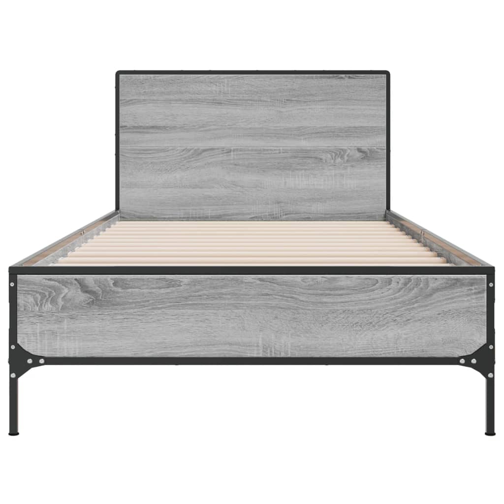 Sengeramme grå sonoma 90x200 cm konstruert tre og metall