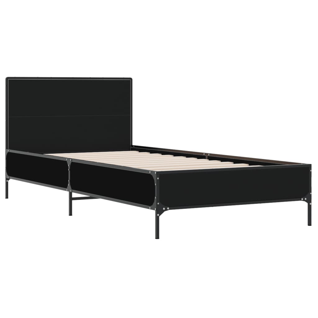 Sengeramme svart 100x200 cm konstruert tre og metall