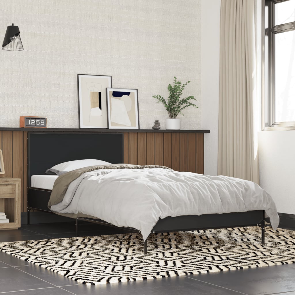 Sengeramme svart 100x200 cm konstruert tre og metall