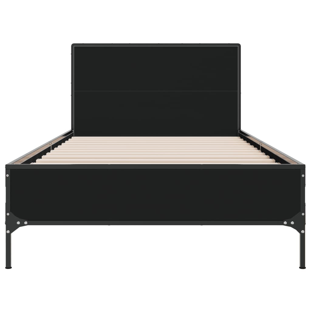 Sengeramme svart 100x200 cm konstruert tre og metall