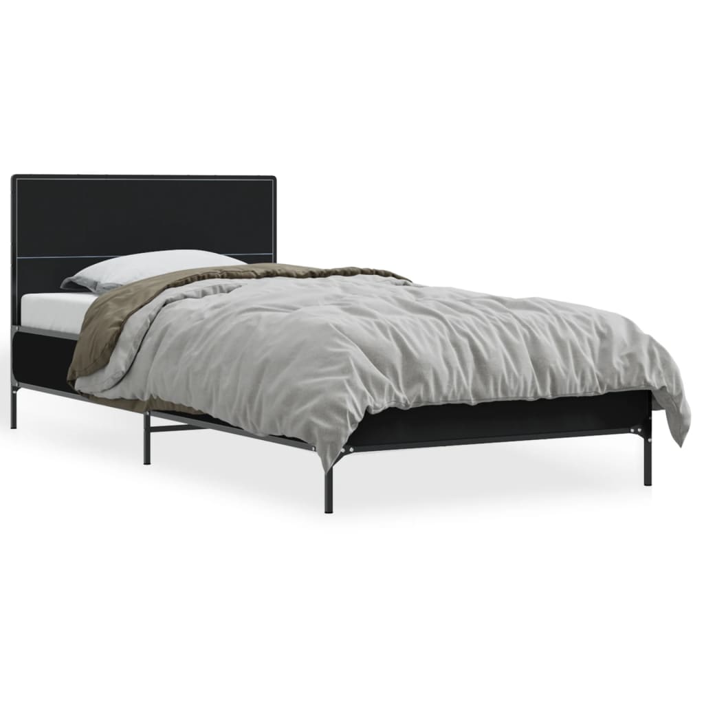 Sengeramme svart 100x200 cm konstruert tre og metall