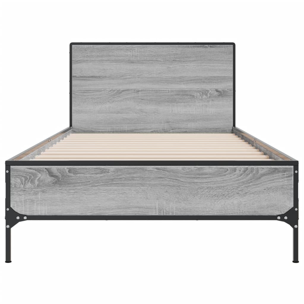 Sengeramme grå sonoma 100x200 cm konstruert tre og metall