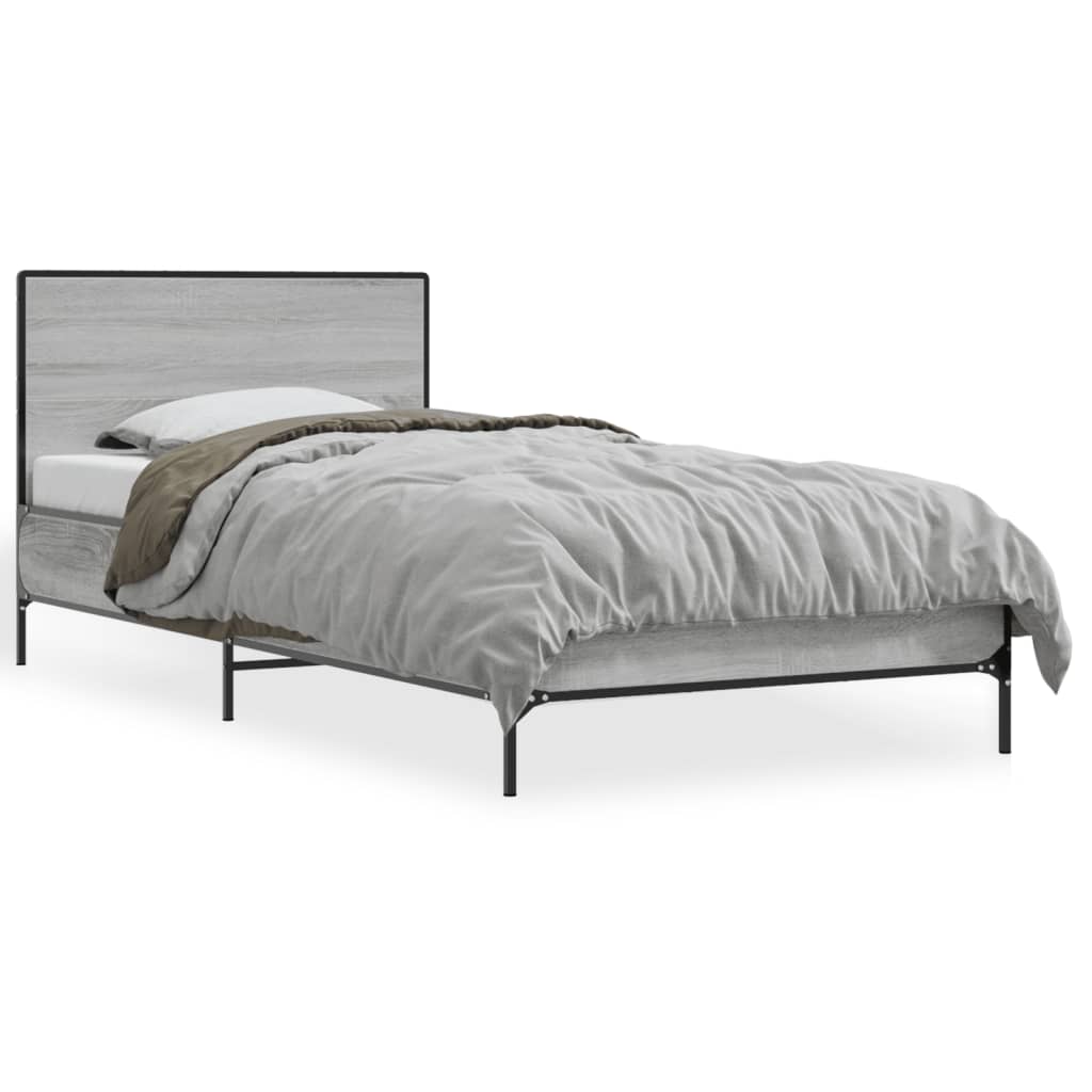 Sengeramme grå sonoma 75x190 cm konstruert tre og metall