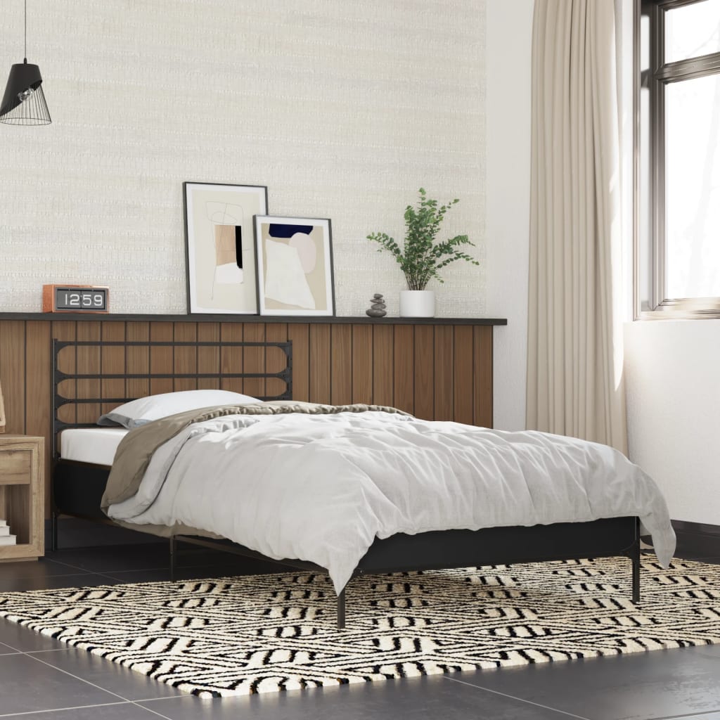 Sengeramme svart 100x200 cm konstruert tre og metall