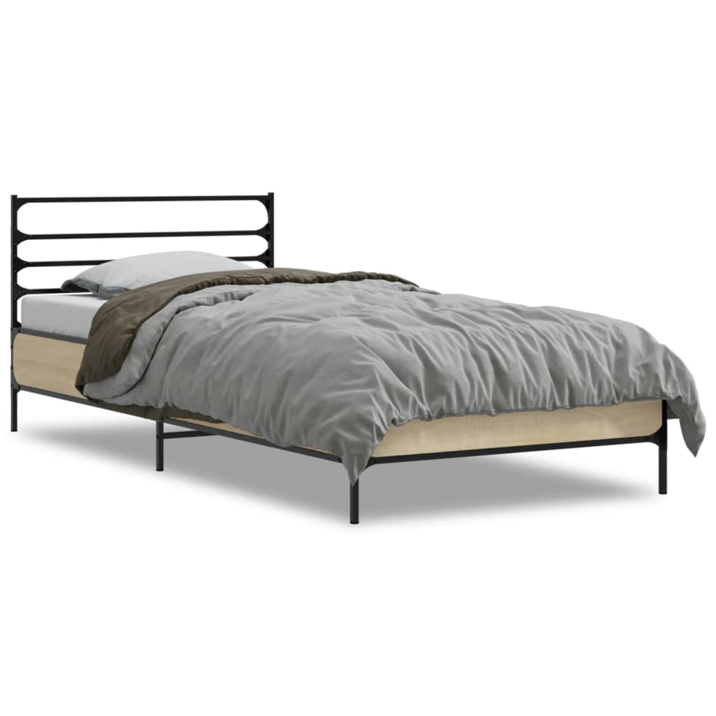 Sengeramme sonoma eik 75x190 cm konstruert tre og metall