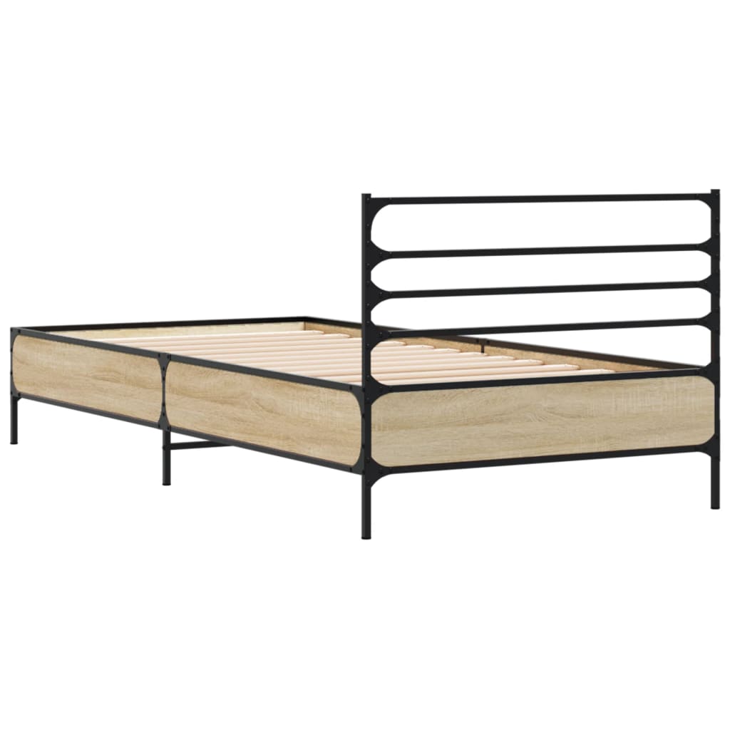 Sengeramme sonoma eik 75x190 cm konstruert tre og metall