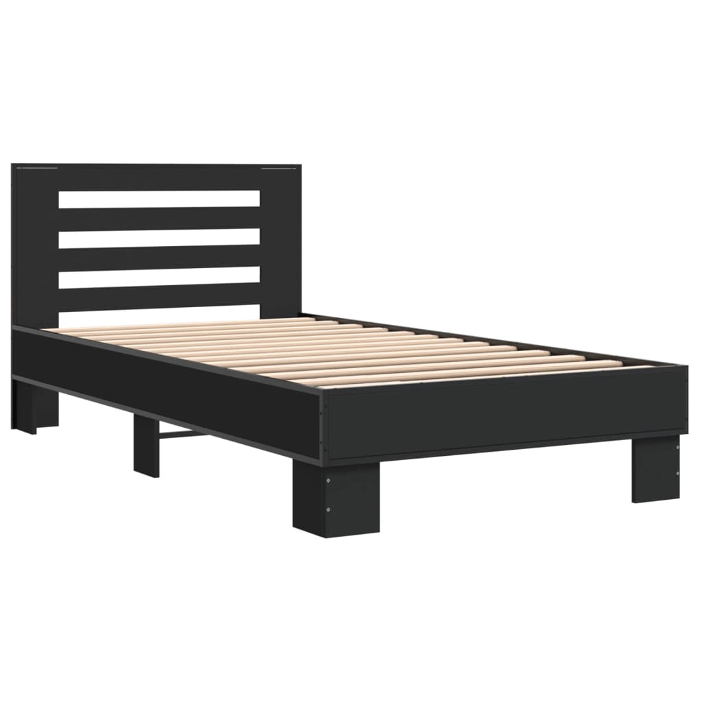 Sengeramme svart 75x190 cm konstruert tre og metall