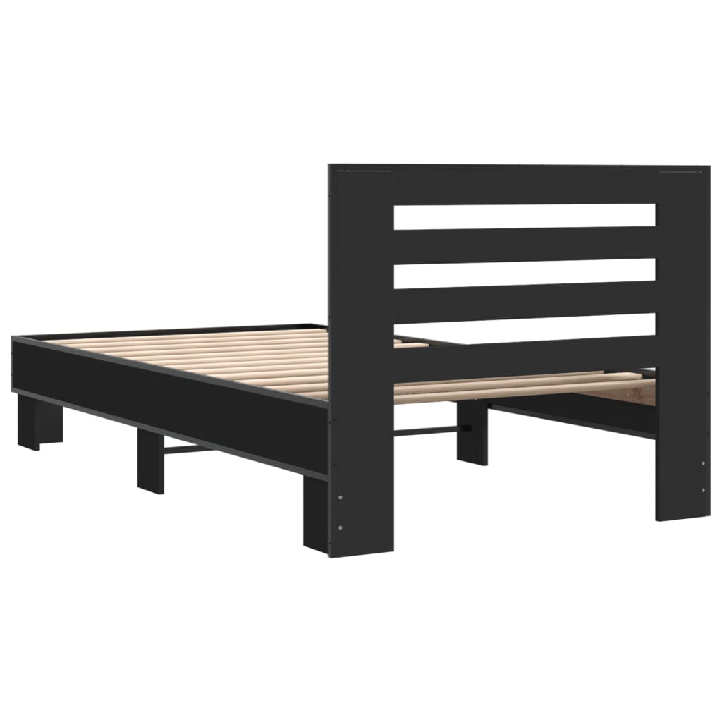 Sengeramme svart 75x190 cm konstruert tre og metall