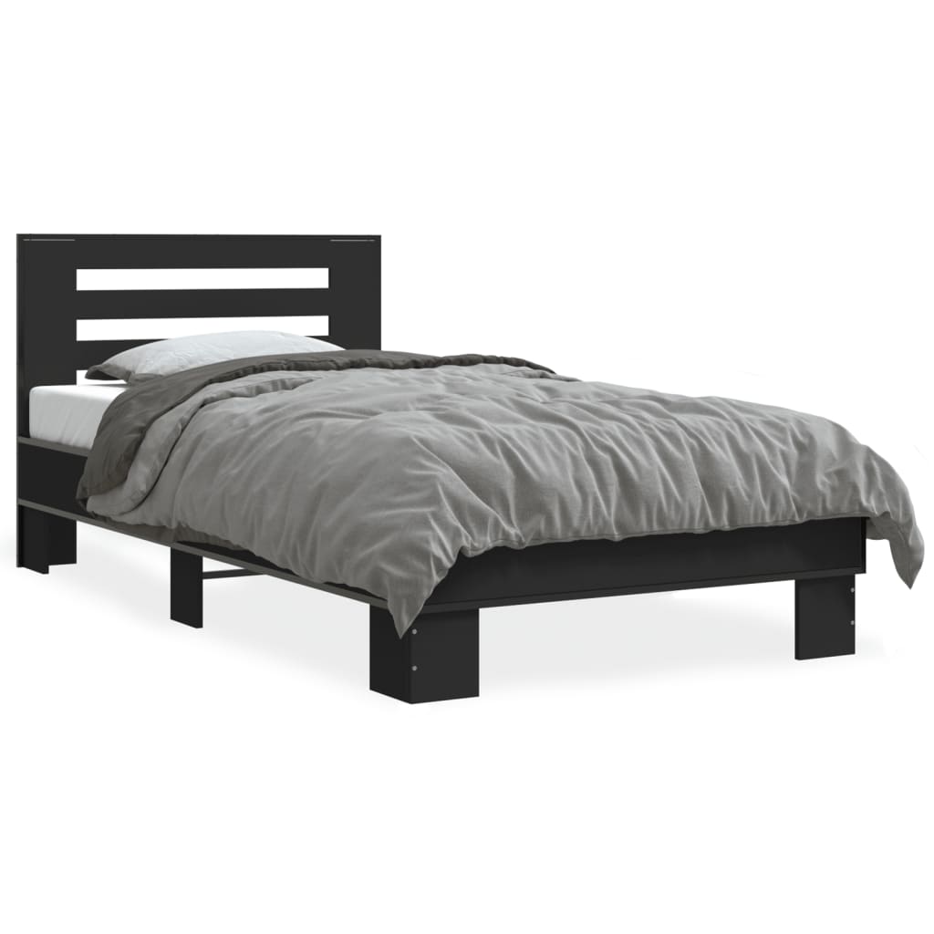 Sengeramme svart 75x190 cm konstruert tre og metall