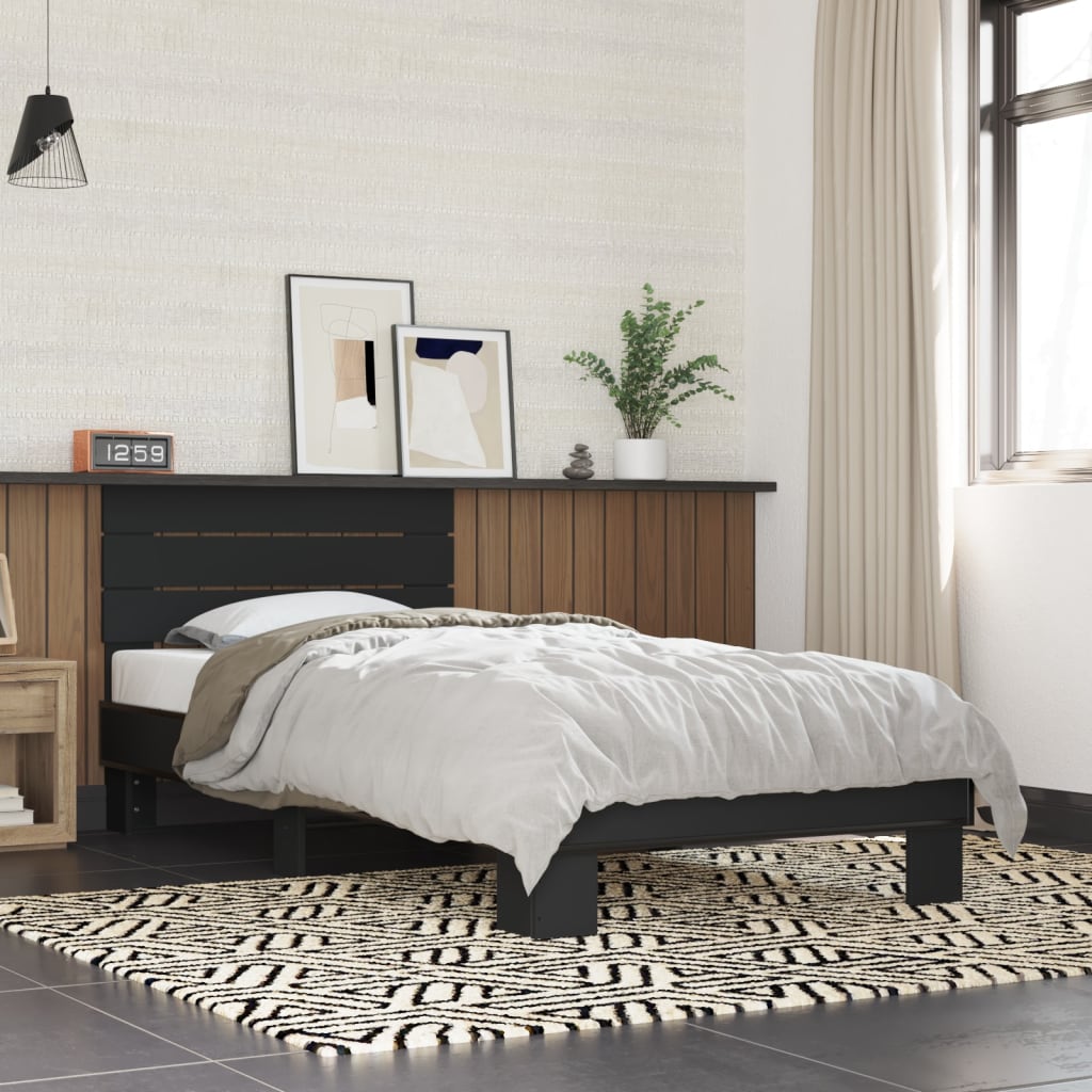 Sengeramme svart 90x200 cm konstruert tre og metall