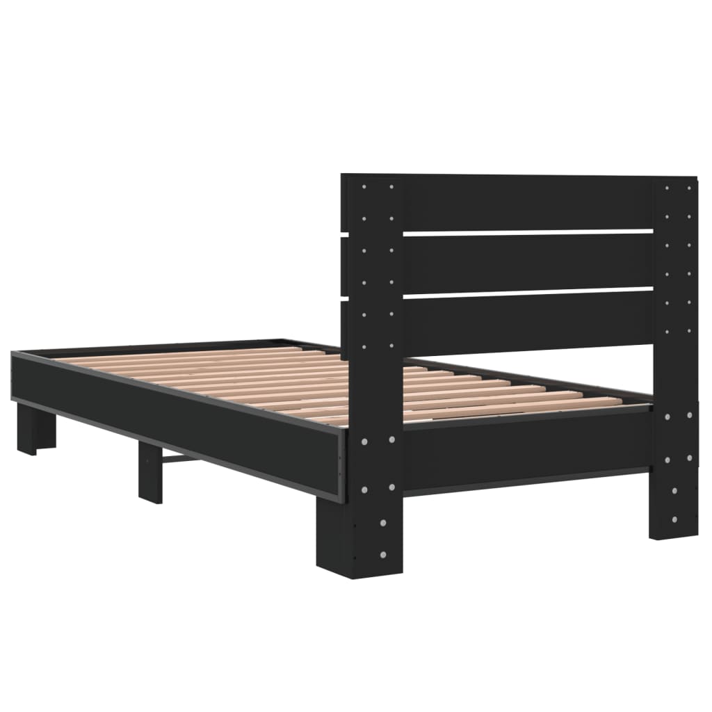 Sengeramme svart 90x200 cm konstruert tre og metall