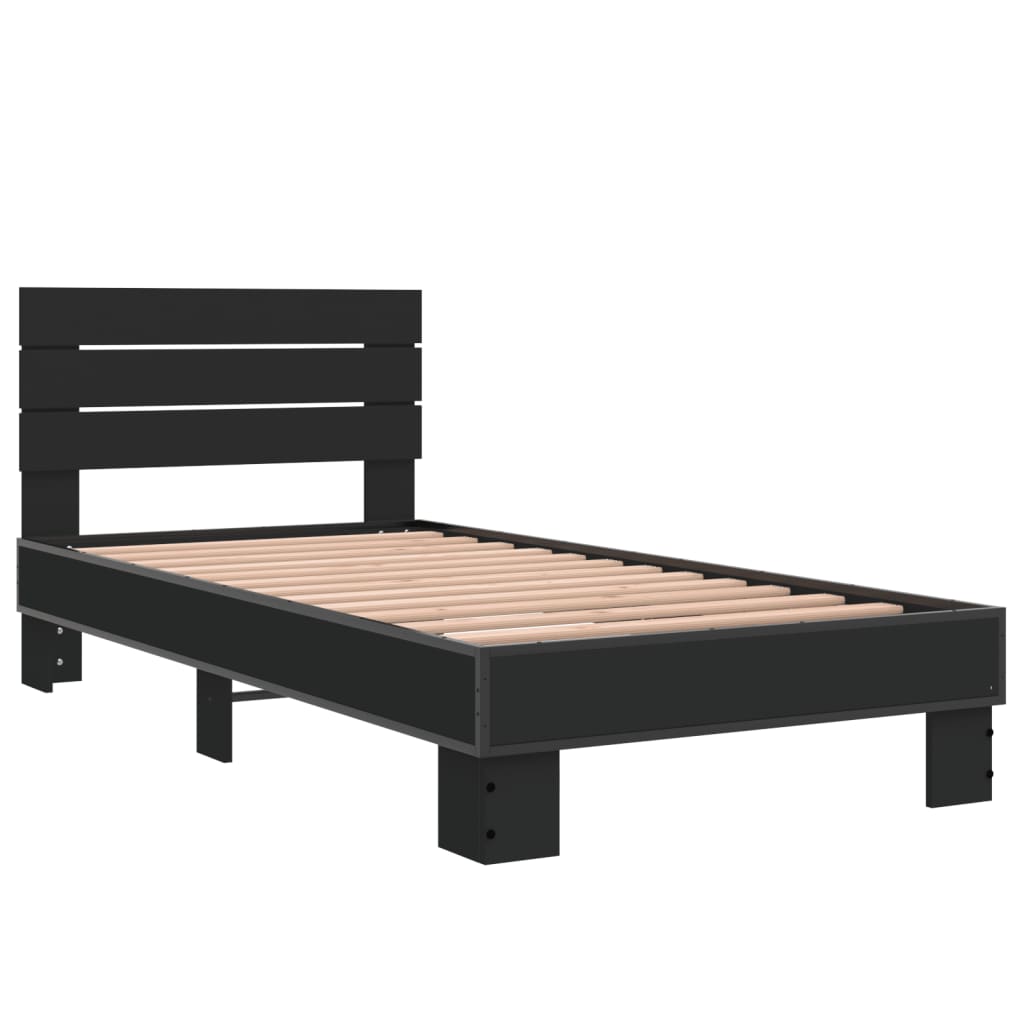 Sengeramme svart 75x190 cm konstruert tre og metall