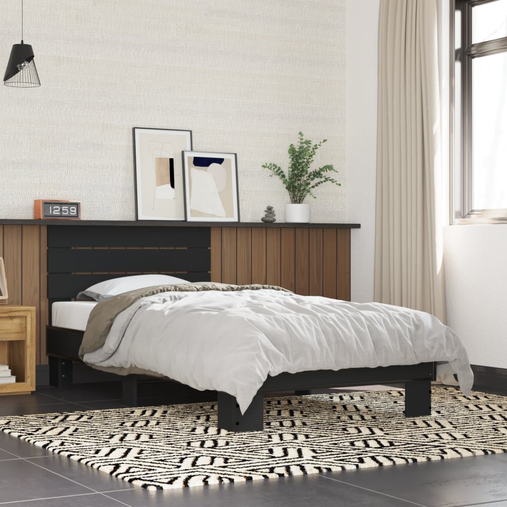 Sengeramme svart 75x190 cm konstruert tre og metall