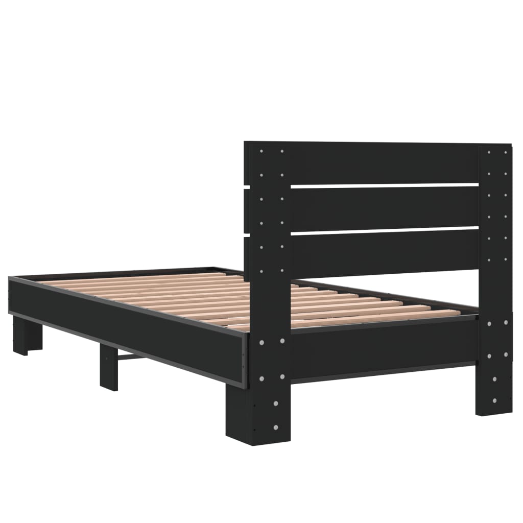 Sengeramme svart 75x190 cm konstruert tre og metall