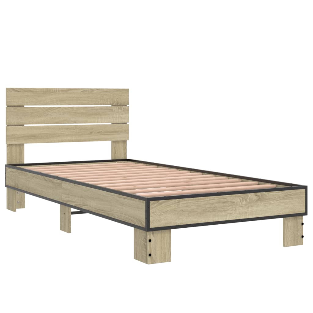 Sengeramme sonoma eik 75x190 cm konstruert tre og metall