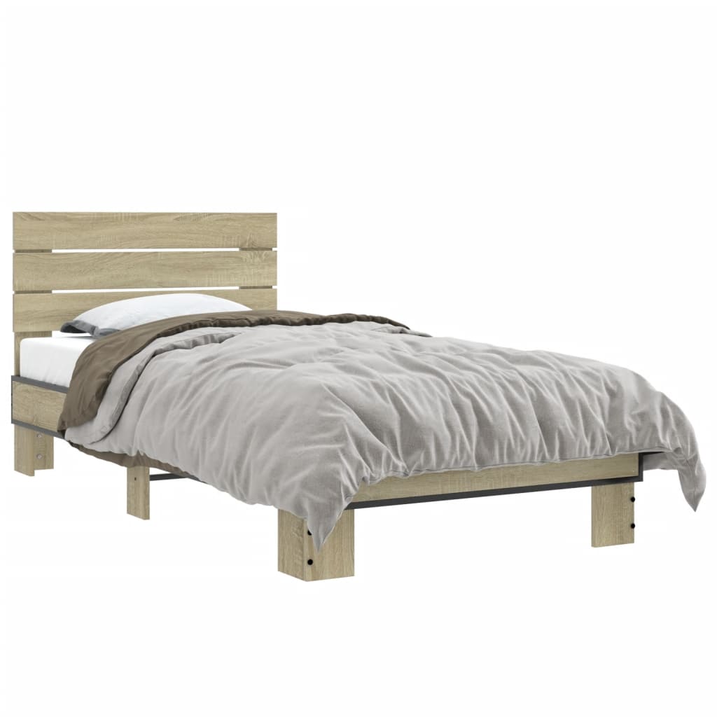 Sengeramme sonoma eik 75x190 cm konstruert tre og metall
